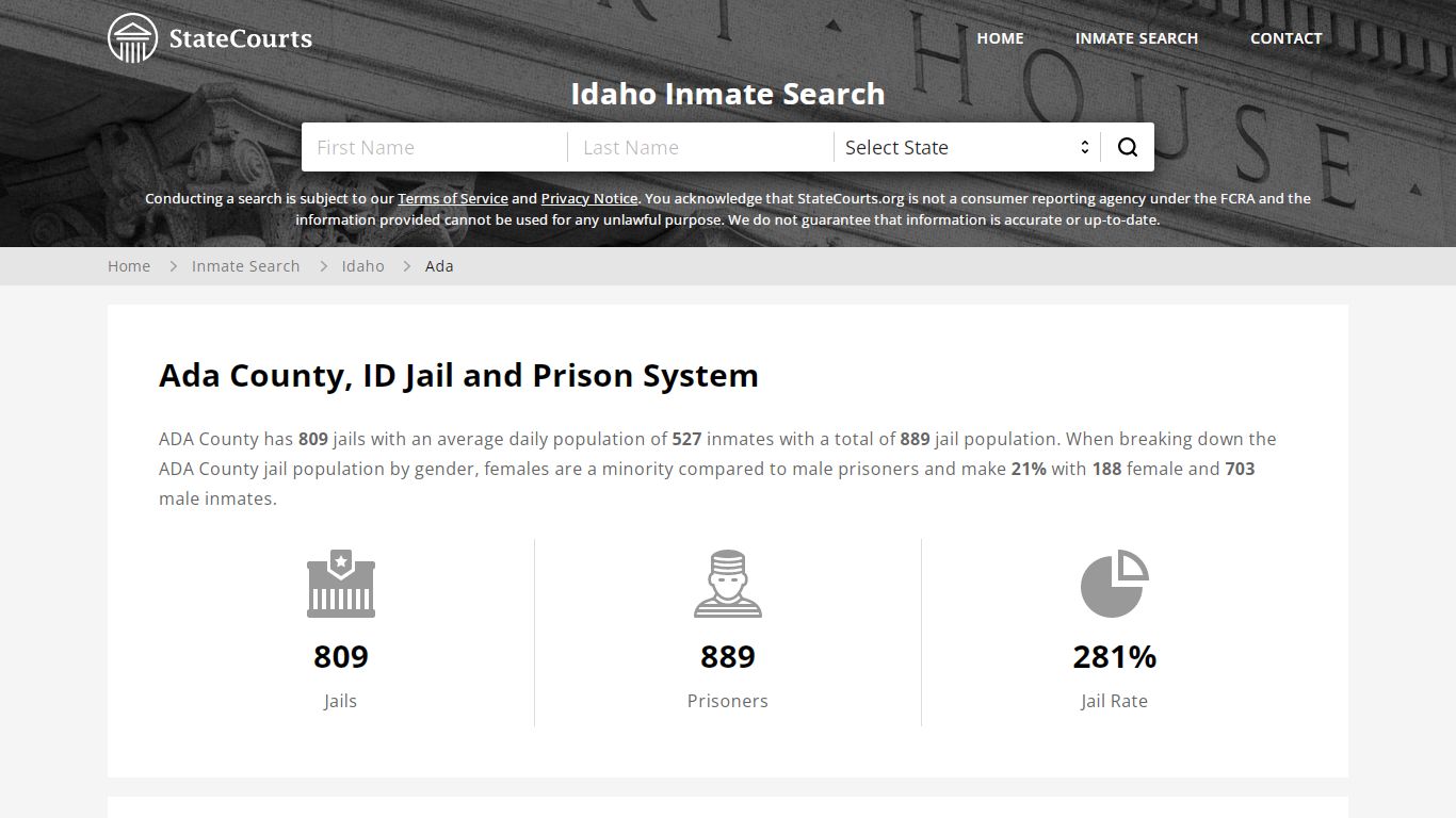 Ada County, ID Inmate Search - StateCourts